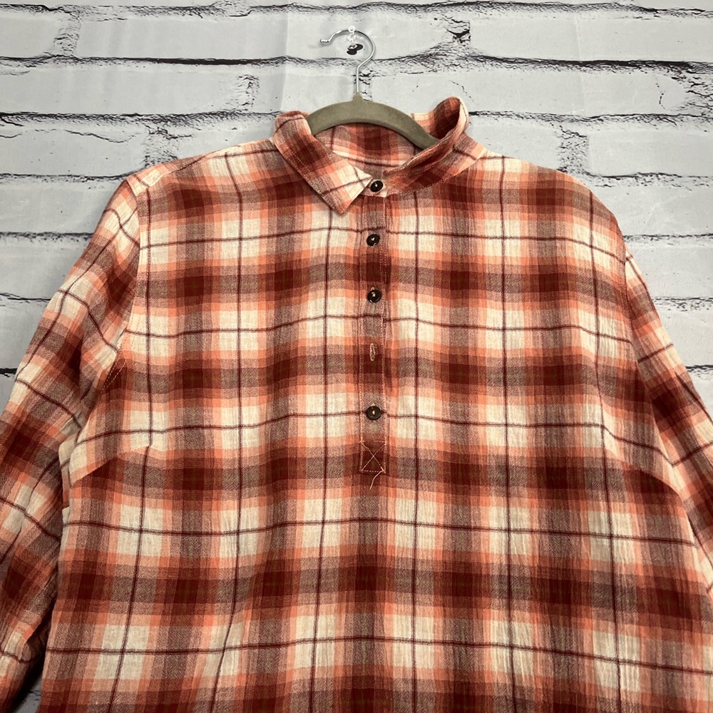 Royal Robbins Red and White Plaid Casual Button Down Shirt SZ L Streetwear Relax - Picture 6 of 14